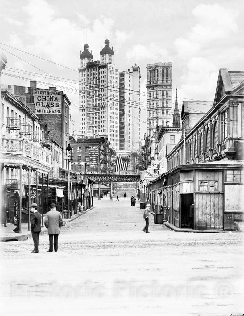 Historic Black & White Photo - New York City, New York - A Changing Manhattan Skyline, c1900 -