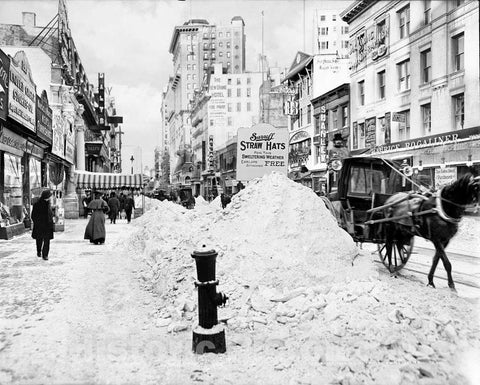Historic Black & White Photo - New York City, New York - Winter Scene on Broadway, c1905 -