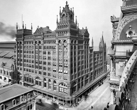 Philadelphia Historic Black & White Photo, Broad Street Station, c1900 -