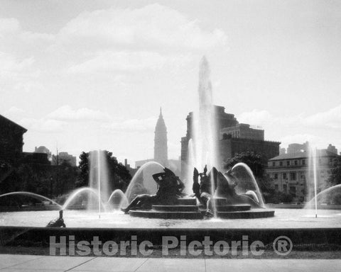Historic Black & White Photo - Philadelphia, Pennsylvania - Swann Memorial Fountain, c1928 -