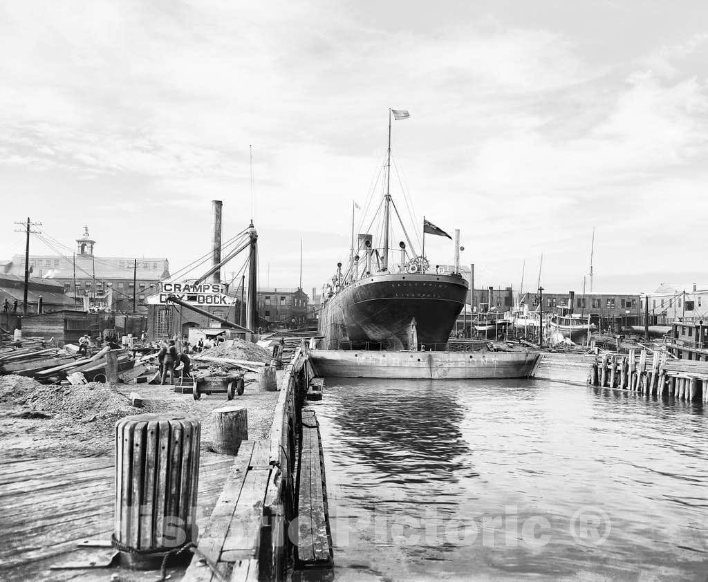 Historic Black & White Photo - Philidelphia, Pennsylvania - The Cramp Shipyard, c1900 -