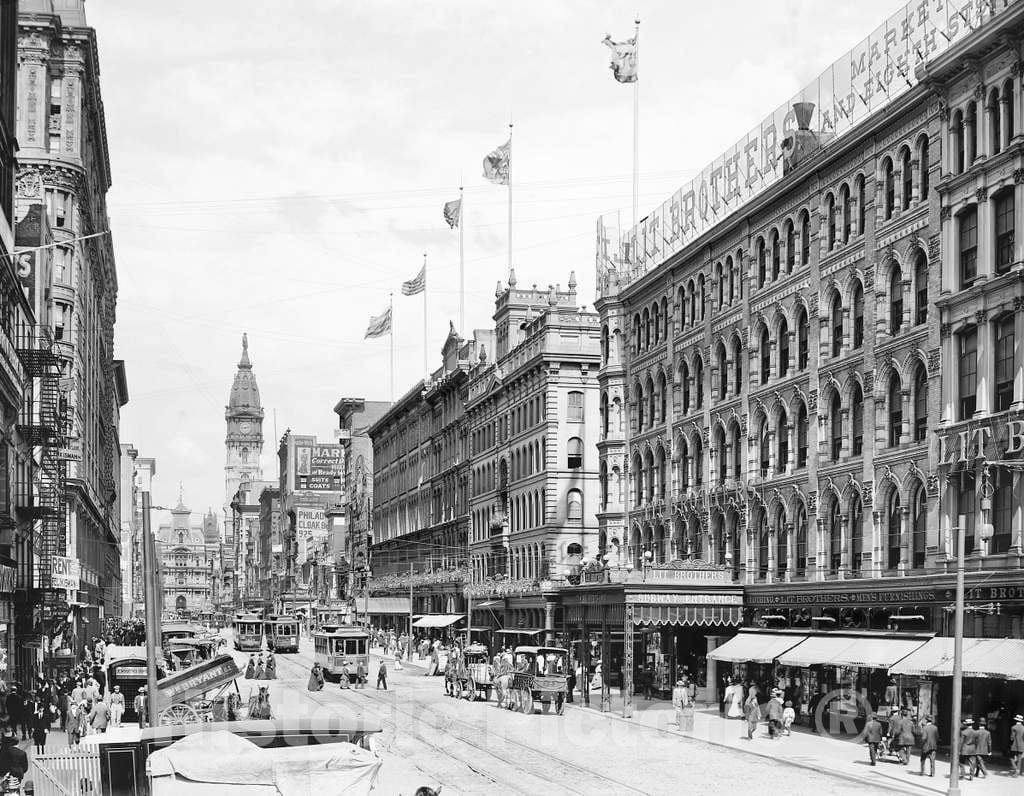 Historic Black & White Photo - Philidelphia, Pennsylvania - Lit Brothers on Market Street, c1905 -