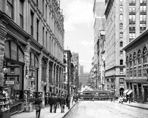 Historic Black & White Photo - Pittsburgh, Pennsylvania - Commerce on Fifth Avenue, c1905 -