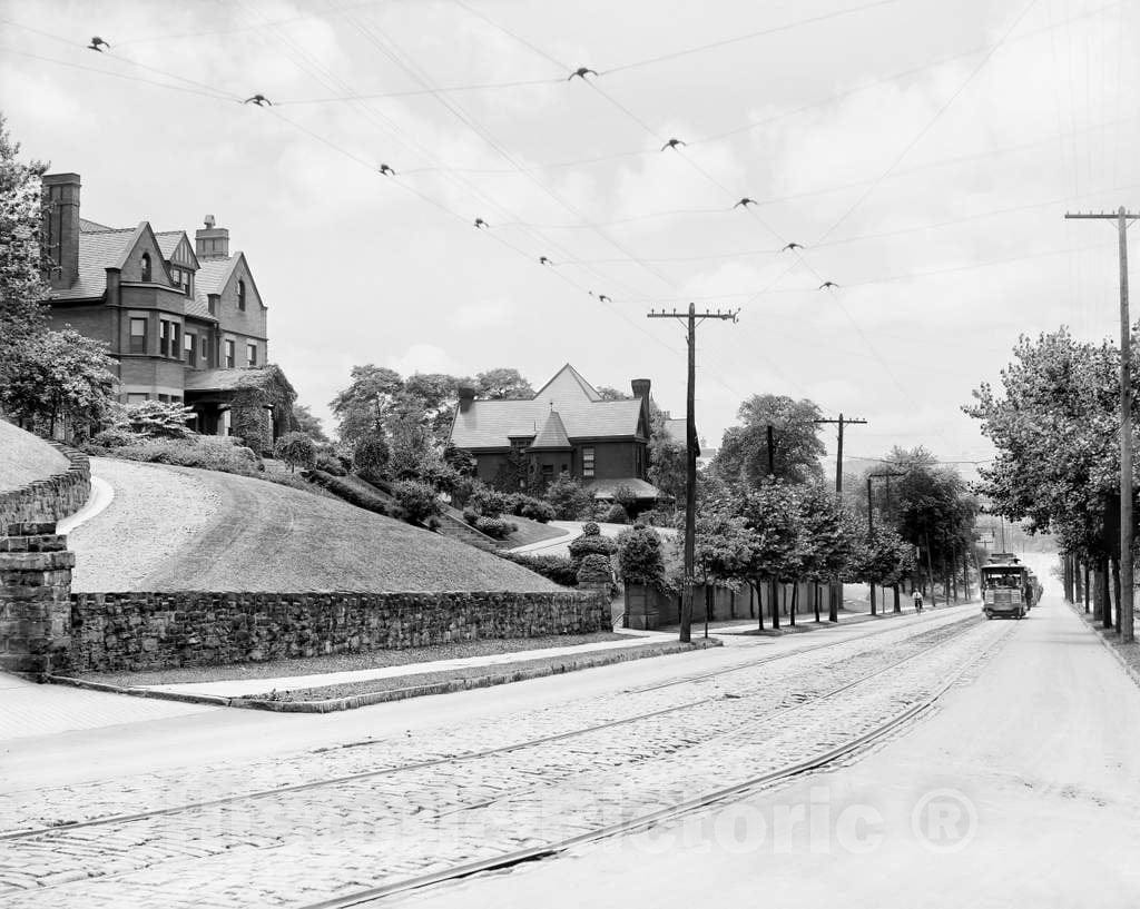 Historic Black & White Photo - Pittsburgh, Pennsylvania - Tracks Along Forbes Avenue, c1904 -