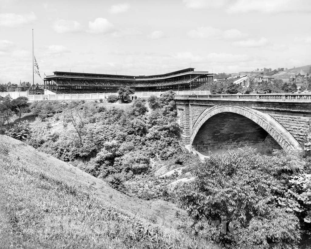 Historic Black & White Photo - Pittsburgh, Pennsylvania - A Glimpse of Forbes Field, c1910 -