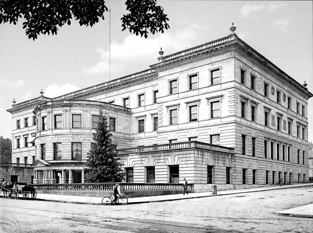 Portland Historic Black & White Photo, Outside of Portland City Hall, c1907 -