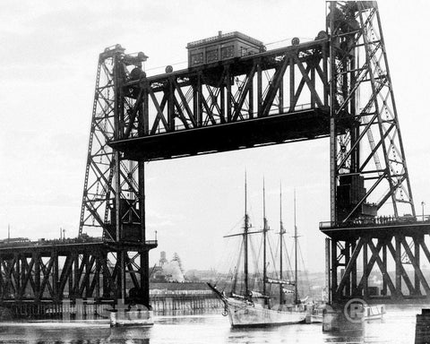 Historic Black & White Photo - Portland, Maine - The Steel Bridge, c1920 -