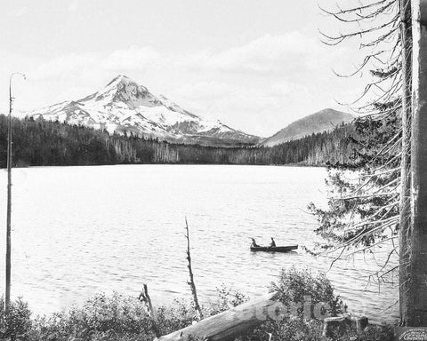 Historic Black & White Photo - Portland, Maine - Lost Lake with Mount Hood, c1912 -