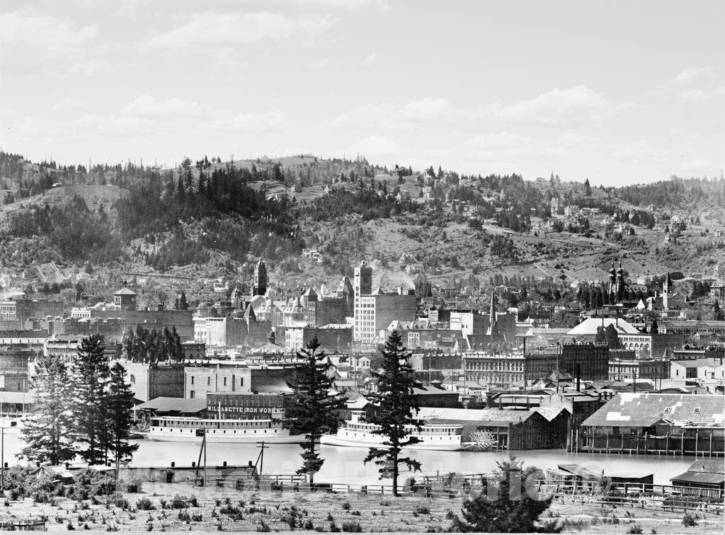 Historic Black & White Photo - Portland, Oregon - View of Portland, c1898 -