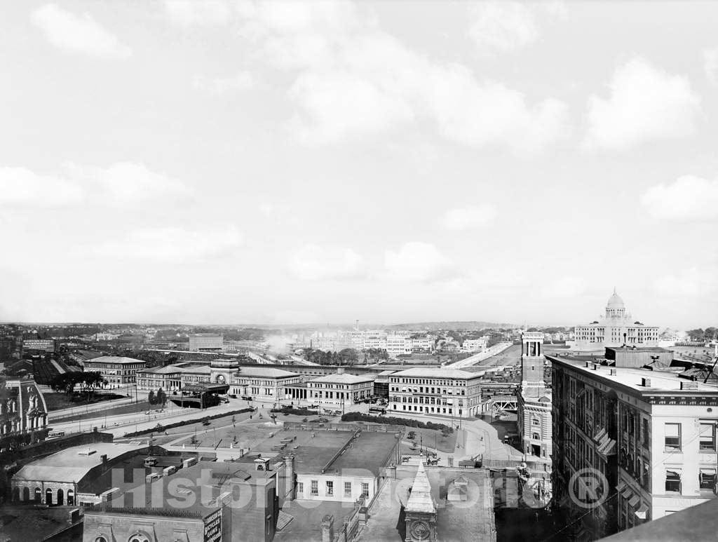 Historic Black & White Photo - Providence, Rhode Island - Overlooking Downtown Providence, c1905 -