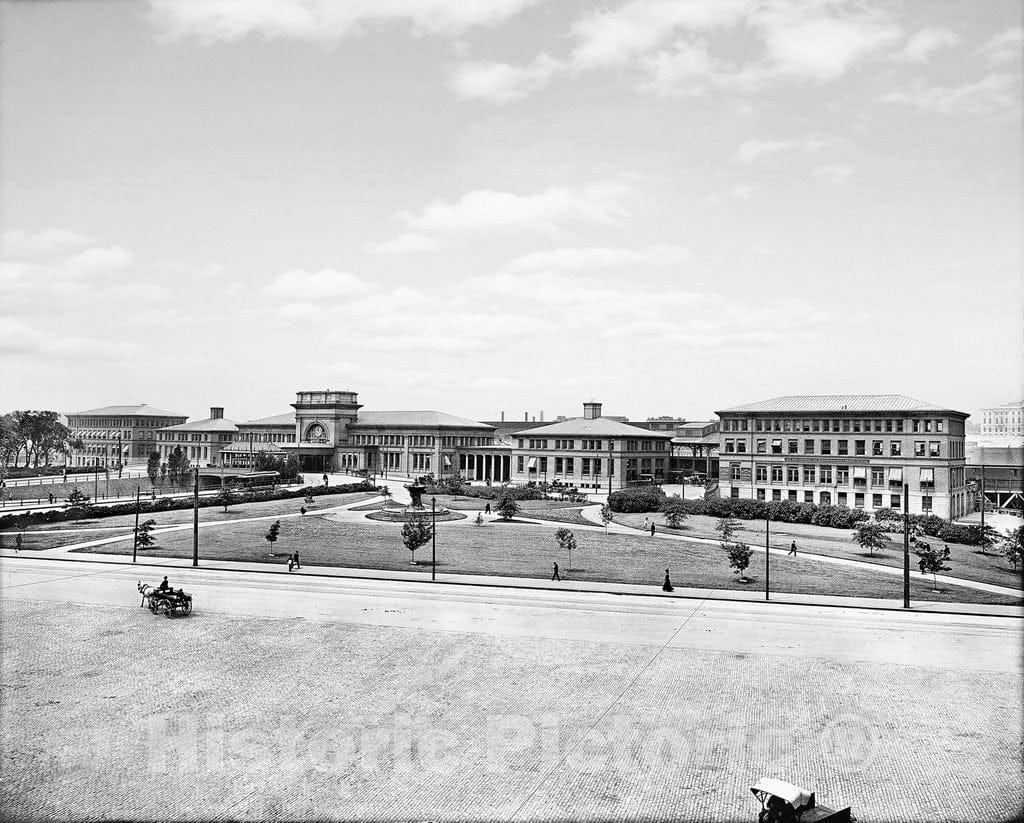 Providence Historic Black & White Photo, The New York, New Haven and Hartford Railroad Depot, c1906 -