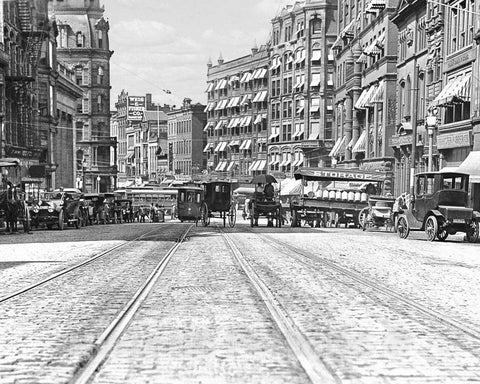 Historic Black & White Photo - Rochester, New York - Tracks on Exchange Street, c1912 -