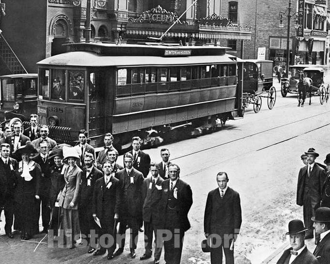 Historic Black & White Photo - Rochester, New York - Convention Attendees Outside Lyceum Theatre, c1911 -