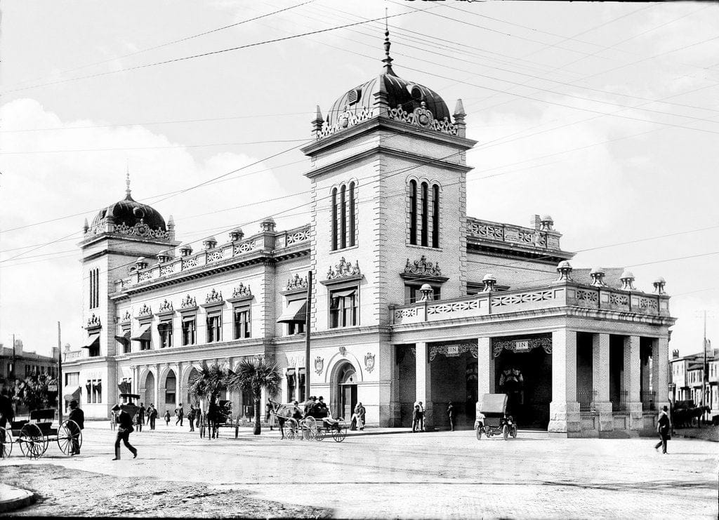 Savannah Historic Black & White Photo, Union Station on West Broad Street, c1906 -