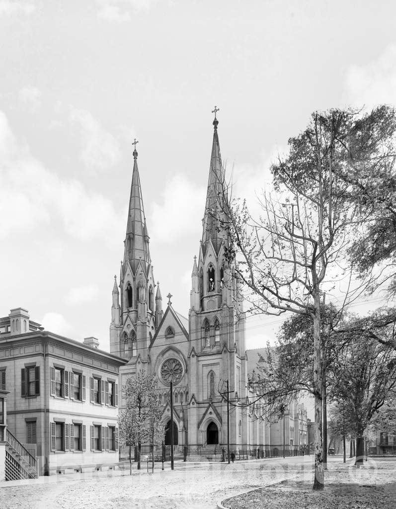 Historic Black & White Photo - Savannah, Georgia - St. John's Cathedral, c1900 -