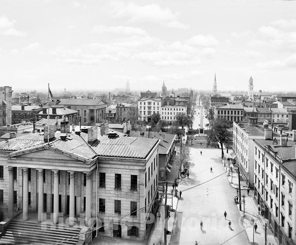 Historic Black & White Photo - Savannah, Georgia - Overlooking the Customs House, c1901 -