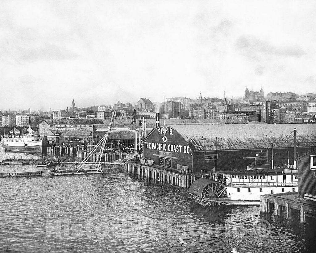 Historic Black & White Photo - Seattle, Washington - The Seattle Waterfront, c1904 -