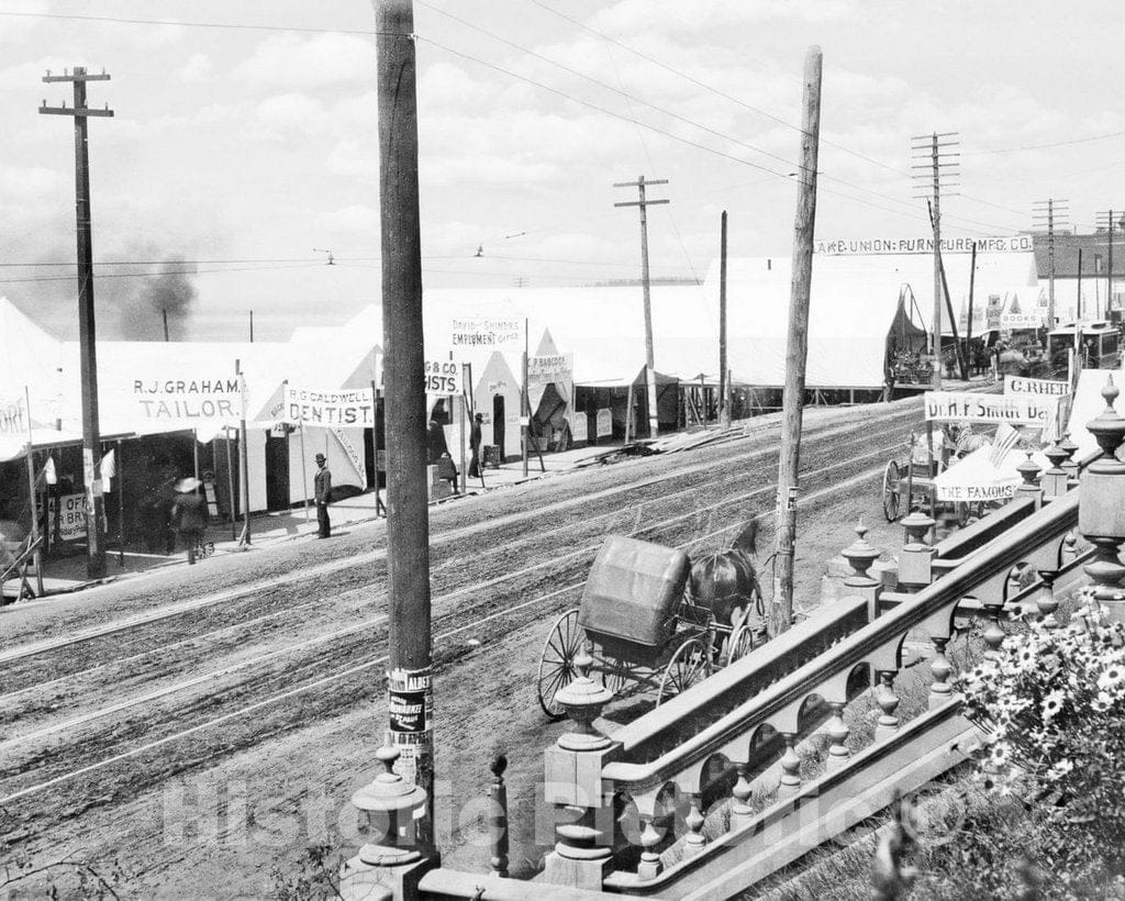 Historic Black & White Photo - Seattle, Washington - Tents along Second Avenue, c1889 -