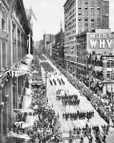 Historic Black & White Photo - Seattle, Washington - Parade for the Great White Fleet, c1908 -