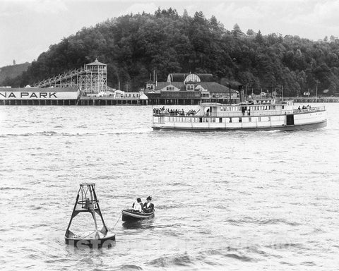 Historic Black & White Photo - Seattle, Washington - Ferry Boat at Luna Park, c1910 -
