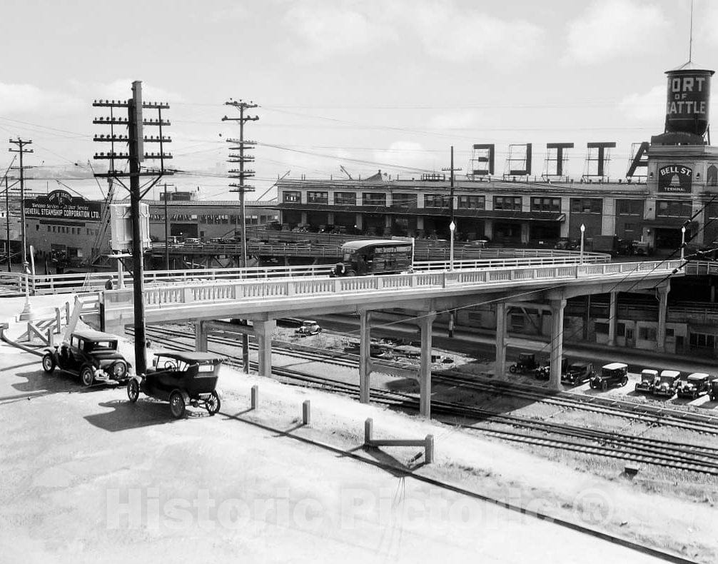 Historic Black & White Photo - Seattle, Washington - The Bell Street Pier, c1931 -