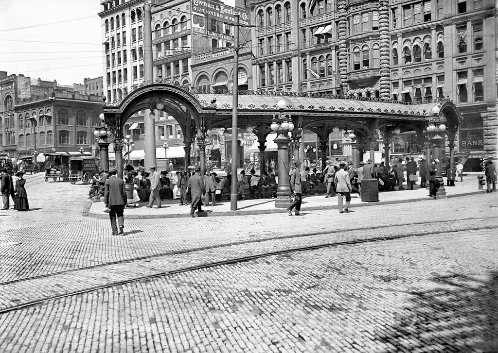 Historic Black & White Photo - Seattle, Washington - The Pergola in Pioneer Square, c1910 -