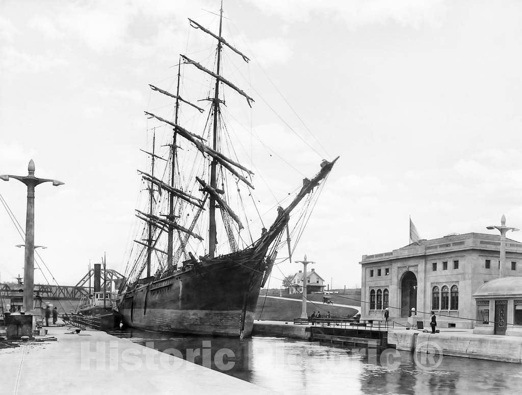 Historic Black & White Photo - Seattle, Washington - The Lake Washington Ship Canal, c1916 -