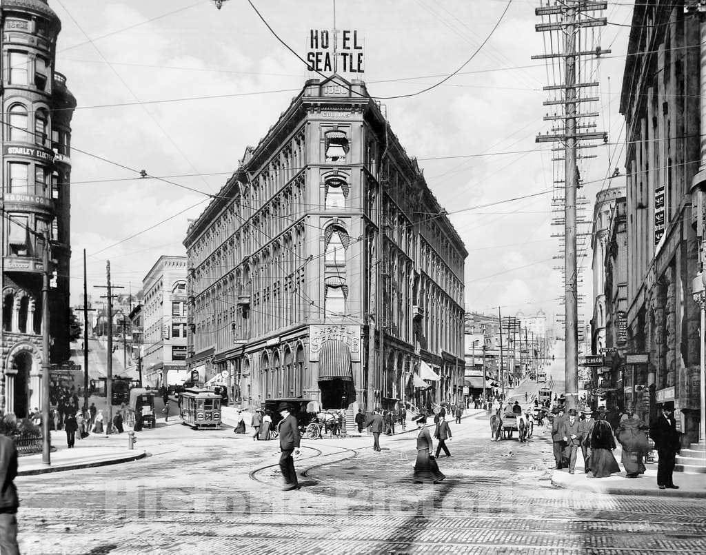 Historic Black & White Photo - Seattle, Washington - The Hotel Seattle, c1910 -