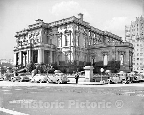Historic Black & White Photo - San Francisco, California - James Clair Flood Mansion, California Street, c1940 -