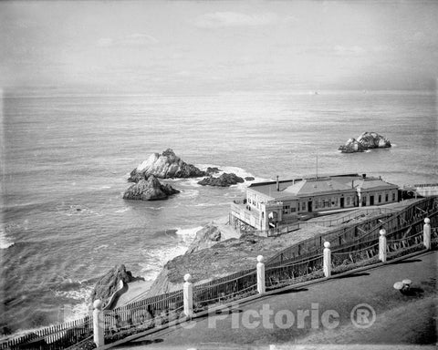 Historic Black & White Photo - San Francisco, California - The Cliff House and Seal Rocks, c1885 -