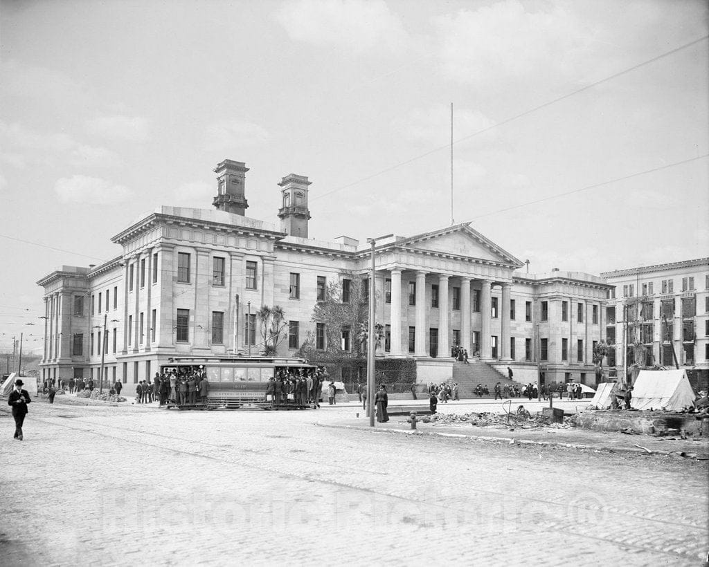 Historic Black & White Photo - San Francisco, California - US Mint after the Earthquake, c1906 -