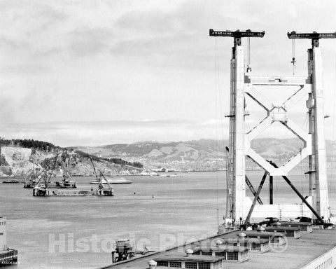 Historic Black & White Photo - San Francisco, California - Construction of the Bay Bridge, c1934 -
