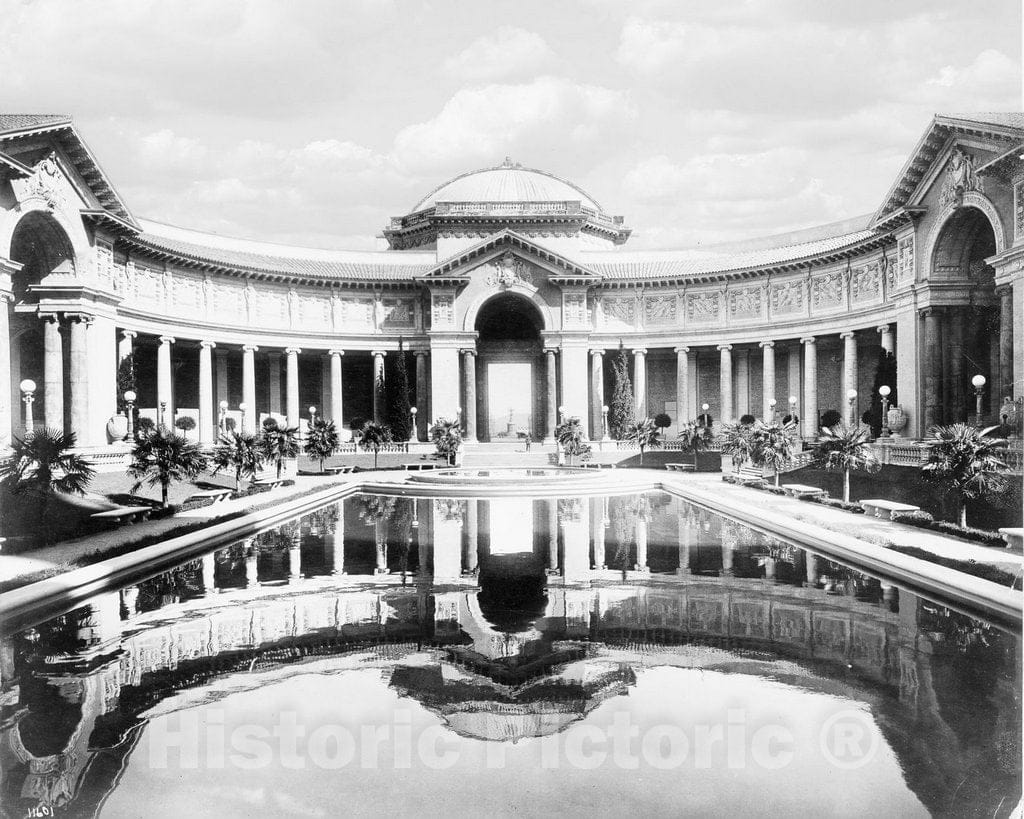 Historic Black & White Photo - San Francisco, California - The Court of Palms, c1915 -