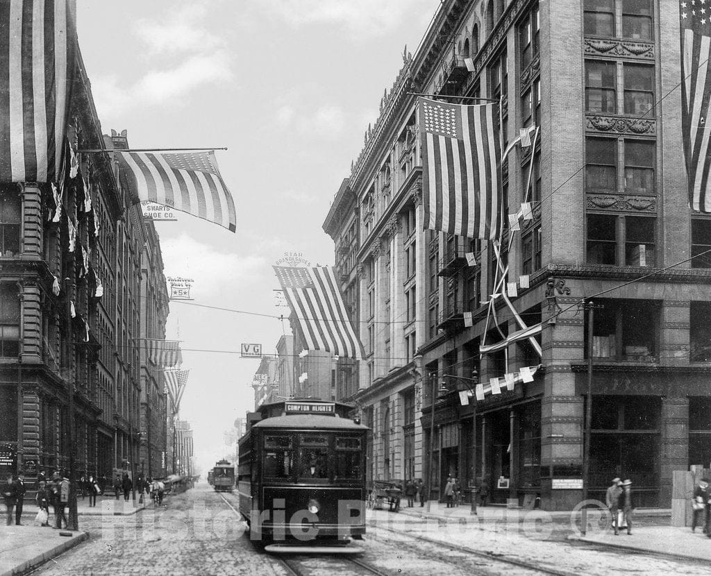 St. Louis Historic Black & White Photo, Washington Avenue, c1903 -