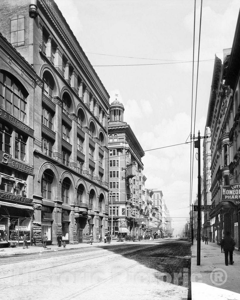 Historic Black & White Photo - St. Louis, Missouri - Broadway from Olive Street, c1900 -