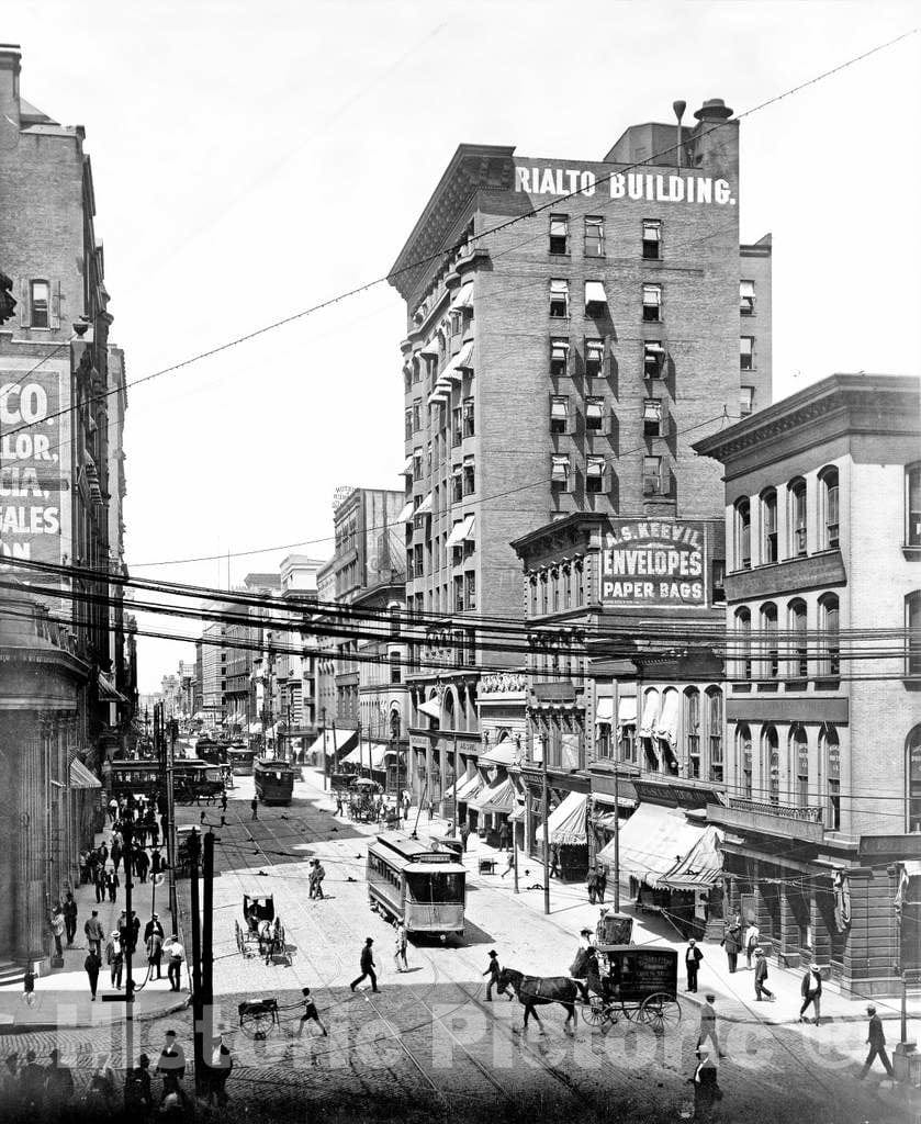 Historic Black & White Photo - St. Louis, Missouri - Streetcars on Fourth Street, c1903 -