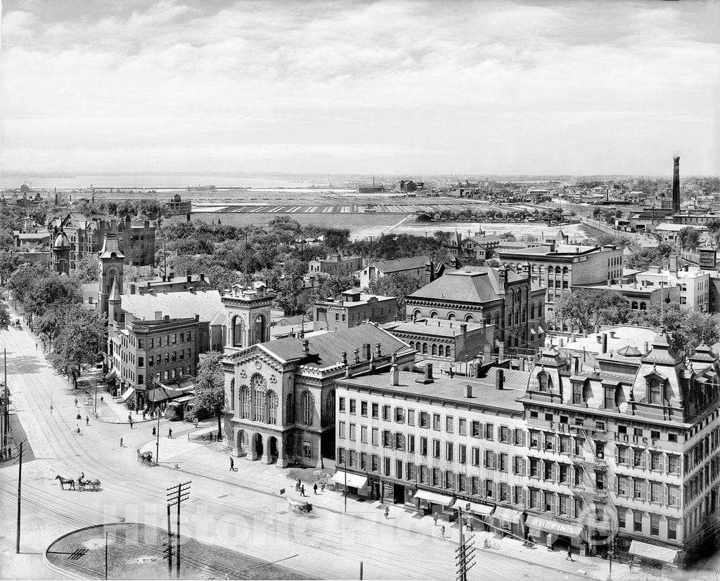 Syracuse Historic Black & White Photo, Looking Over the Empire House on Clinton Square, c1895 -