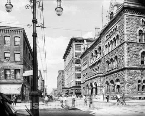 Historic Black & White Photo - Syracuse, New York - Post Office on Fayette Street, c1900 -