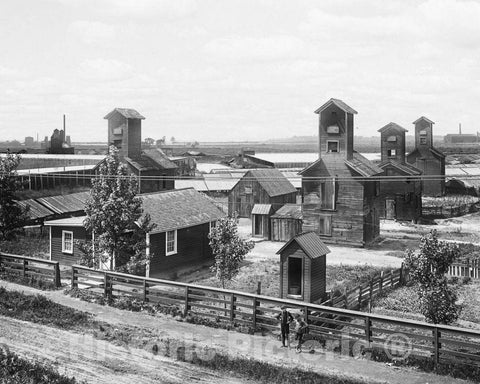 Historic Black & White Photo - Syracuse, New York - Salt Well Houses, c1908 -