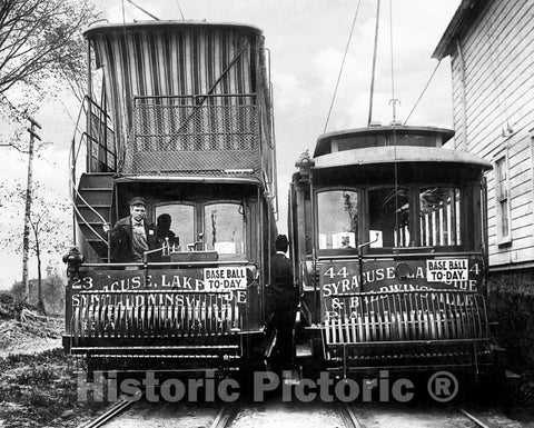 Historic Black & White Photo - Syracuse, New York - Summer Trolley Cars, c1900 -