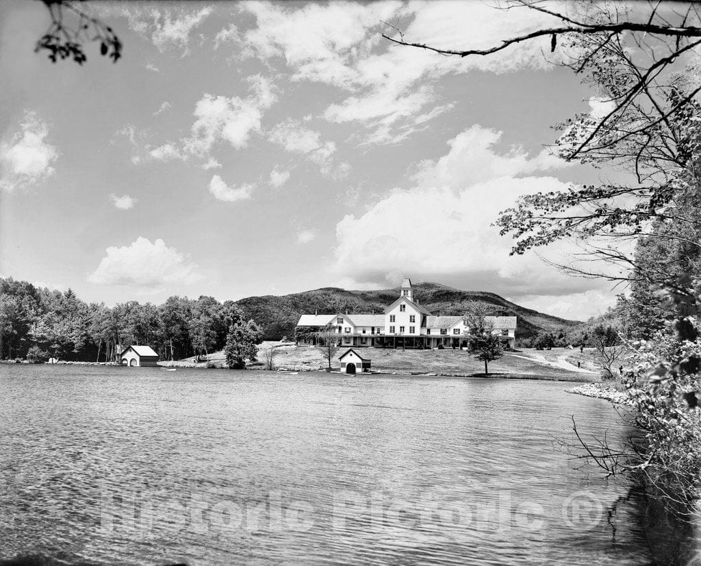 Vermont Historic Black & White Photo, The Silver Lake Hotel, Barnard, c1903 -