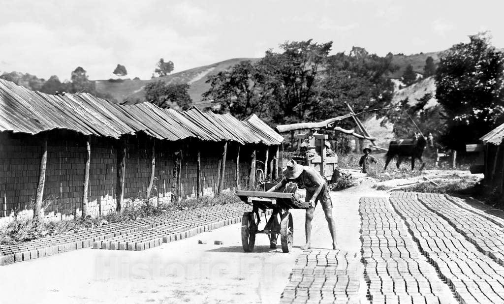 Historic Black & White Photo - St. Johnsbury, Vermont - Making Bricks in St. Johnsbury, c1907 -