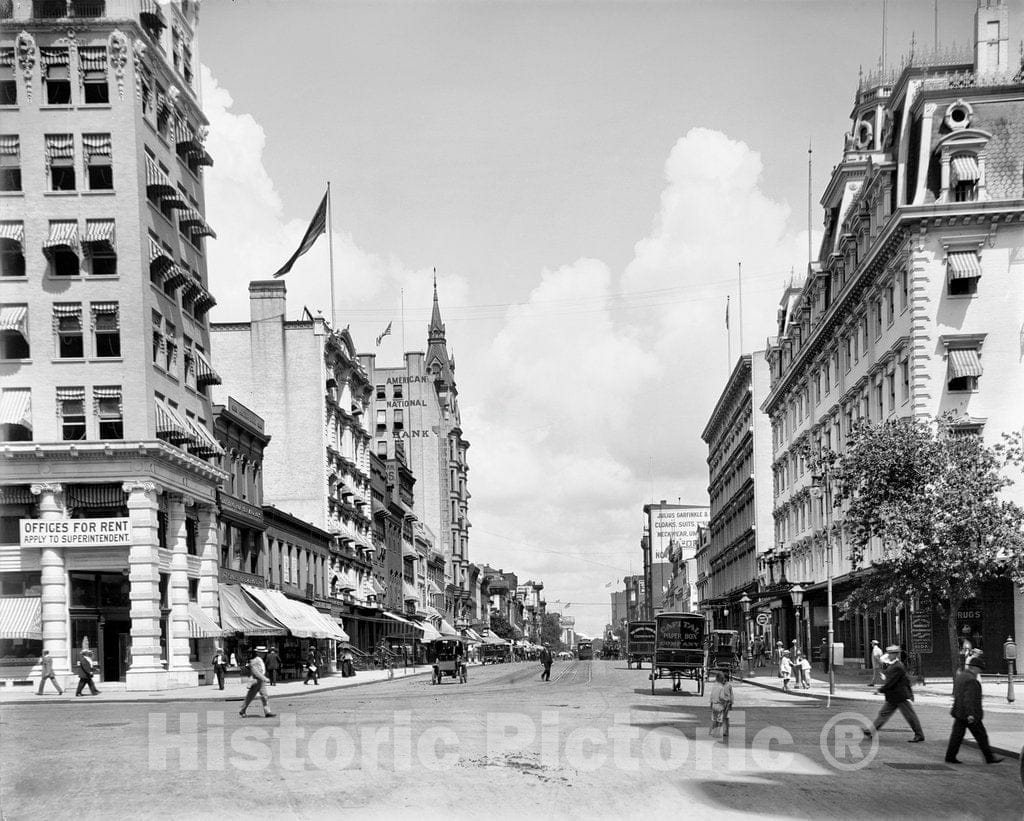 Washington D.C. Historic Black & White Photo, Looking Out from the Department of the Treasury, c1905 -