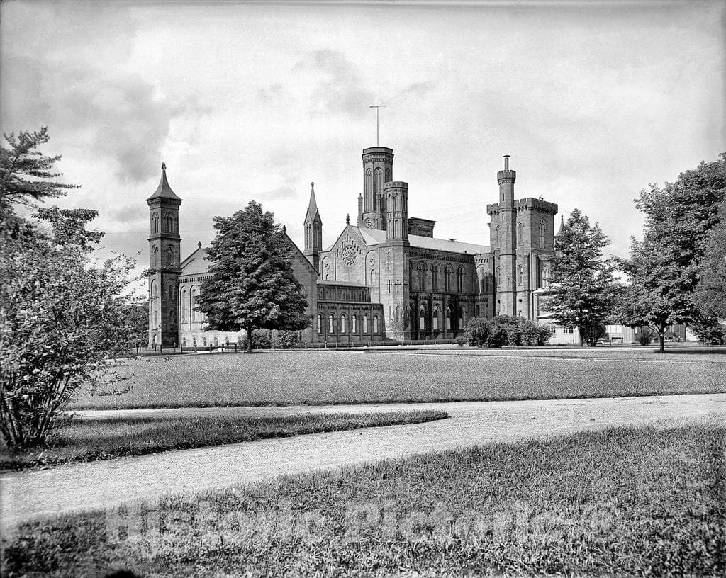 Washington D.C. Historic Black & White Photo, The Smithsonian Institution, c1903 -