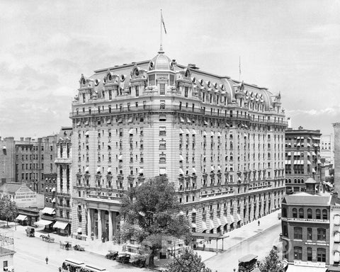 Historic Black & White Photo - Washington D.C, The Willard Hotel, c1907 -