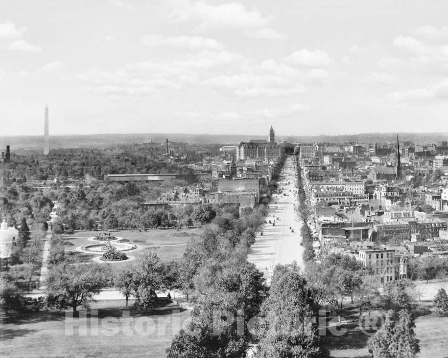 Historic Black & White Photo - Washington, DC - The View from the Capitol, c1901 -