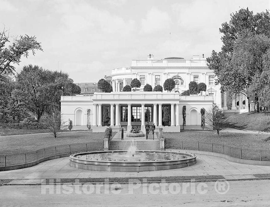 Historic Black & White Photo - Washington, DC - East Entrance to the White House, c1906 -