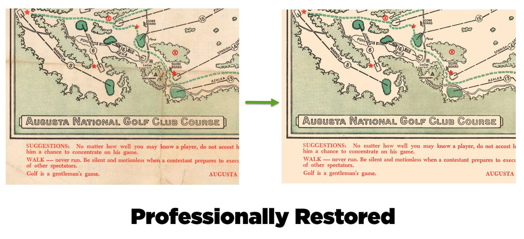 Historic Golf Course Map - Augusta National Golf Club Course, 1954 - Vintage Wall Art