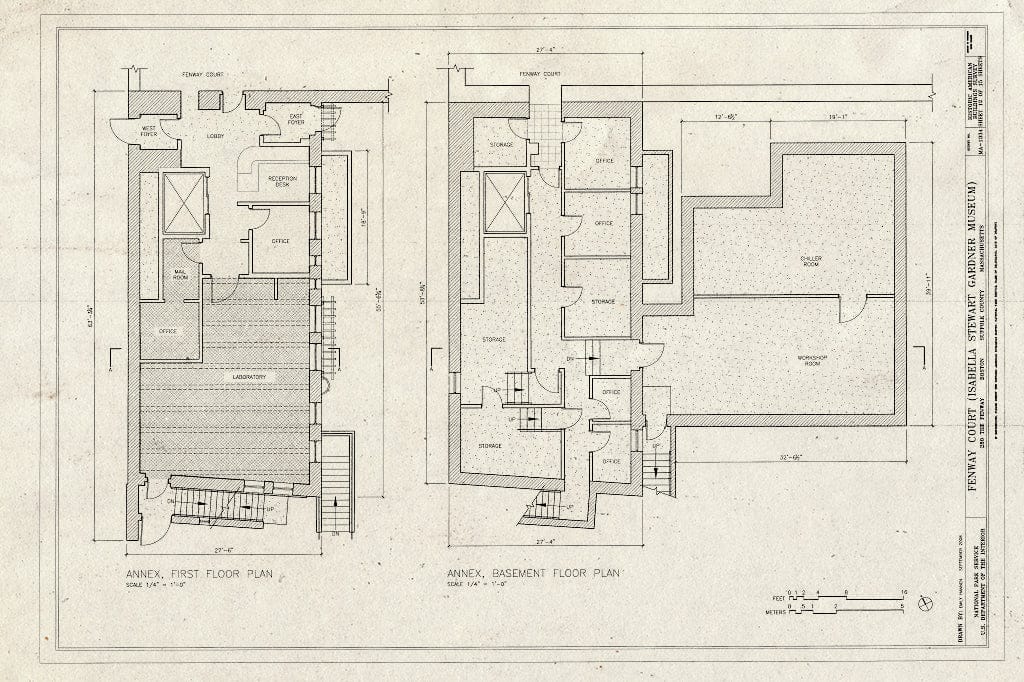 Blueprint Annex, Basement & First Floor Plans - Fenway Court, 280 The Fenway, Boston, Suffolk County, MA