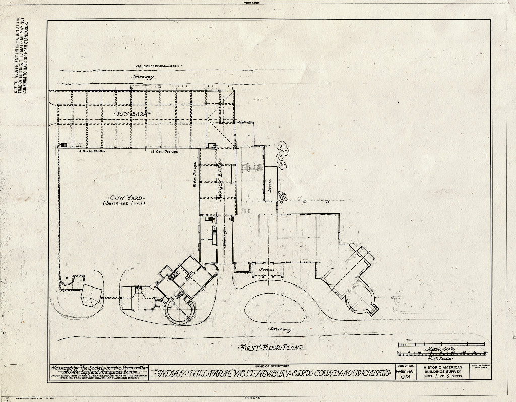 Blueprint First Floor Plan - Indian Hill Farm, Indian Hill Street, West Newbury, Essex County, MA